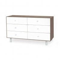 Commode Merlin Classic 6 tiroirs - Blanc/Noyer